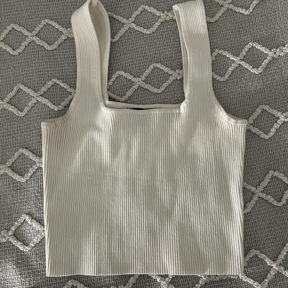 Women’s White Ribbed Tank Top